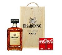 Personalised Disaronno Amaretto Gift Set with Coca-Cola - Alcohol Present for Men or Women - 70cl Bottle (28% ABV) in Engraved Wooden Keepsake Box - Liqueur Gift for Him or Her