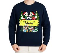 Personalised Disney Mickey & Minnie Mouse Christmas Theme - Festive Christmas Clothing Gift Idea Merry Christmas Xmas Design Santa Winter Jumper, navy blue, 3XL