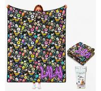 Personalised DIY Colouring Blanket for Adults with 24 Colour Markers, Custom Colour Your Own Throw Blanket, Fun Creative Stress Relief Activity, Home Decor Perfect Gifts for Women Friends Family