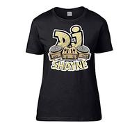 Personalised DJ Music Enthusiasts Any Name Birthday Party Lover Composer Gift idea White & Black Colour Women Short Sleeve Soft Touch Cotton T-Shirt. (Black, L)