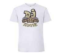 Personalised DJ Music Enthusiasts Any Name Birthday Party Lover Composer Gift idea White & Black Colour Men Short Sleeve Soft Touch Cotton T-Shirt. (White, L)