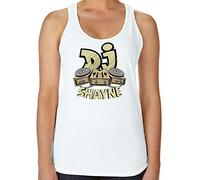 Personalised DJ Music Enthusiasts Any Name Birthday Party Lover Composer Gift idea Women's Vest Top. (White, S)