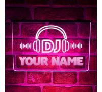 Personalised DJ Studio Neon LED Sign - Custom Light Up Name Plaque for Music Room, Radio Station, Booth Accessories - Unique Gift Ideas (USB Powered) (Pink)