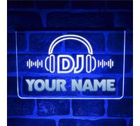Personalised DJ Studio Neon LED Sign - Custom Light Up Name Plaque for Music Room, Radio Station, Booth Accessories - Unique Gift Ideas (USB Powered) (Blue)
