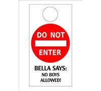 Personalised DO NOT Enter No Boys Allowed! Door Hanger 300gsm White Card 20cm x 9.5cm