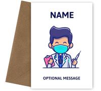 Personalised DOCTOR Birthday Card for Kids. Perfect for a Son, Grandson or Nephew on his birthday, Christmas. Medical Profession Greetings Card for him or her