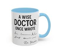 Personalised Doctor Mug - ‘A Wise Doctor Once Wrote’ Funny Custom Dr Gift, Prescription Joke Cup for GP, Surgeon, Medical Student, Graduation Gift (Light Blue 11oz, Mug)