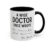 Personalised Doctor Mug - ‘A Wise Doctor Once Wrote’ Funny Custom Dr Gift, Prescription Joke Cup for GP, Surgeon, Medical Student, Graduation Gift (Black 11oz, Mug)