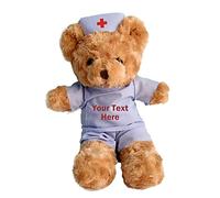 Personalised Doctor Nurse Teddy Bear Stuffed Animal Plush with Customised Text or Blessing, Personalised Gift for Birthday or Graduation Gifts for College University Graduation (9 inch-A-Brown 3)