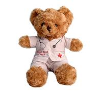 Personalised Doctor Nurse Teddy Bear Stuffed Animal Plush with Customised Text or Blessing, Personalised Gift for Birthday or Graduation Gifts for College University Graduation (9inch-A-Brown 1)