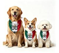Personalised Dog Bandana 2026, Custom Adjustable Dog Neckerchief Triangle Bib Scarf with Printed Name and Number for Puppies Small Medium Large Dogs (Mexico)