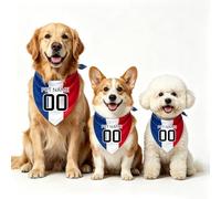 Personalised Dog Bandana 2026, Custom Adjustable Dog Neckerchief Triangle Bib Scarf with Printed Name and Number for Puppies Small Medium Large Dogs (France)
