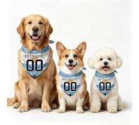Personalised Dog Bandana 2026, Custom Adjustable Dog Neckerchief Triangle Bib Scarf with Printed Name and Number for Puppies Small Medium Large Dogs (Argentina)