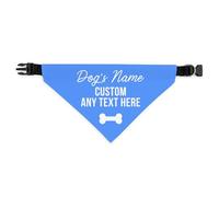 Personalised Dog Bandana | Custom Dog Scarf - Add Your Own Text - Reactive Nervous Dog Warning Neckerchief | Funny Dog Lead Sign | CUSTOM (Light Blue, Medium - Approx. 19cm x 11.5cm)