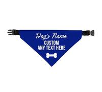 Personalised Dog Bandana | Custom Dog Scarf - Add Your Own Text - Reactive Nervous Dog Warning Neckerchief | Funny Dog Lead Sign | CUSTOM (Navy Blue, Medium - Approx. 19cm x 11.5cm)
