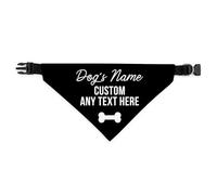 Personalised Dog Bandana | Custom Dog Scarf - Add Your Own Text - Reactive Nervous Dog Warning Neckerchief | Funny Dog Lead Sign | CUSTOM (Black, Medium - Approx. 19cm x 11.5cm)
