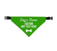 Personalised Dog Bandana | Custom Dog Scarf - Add Your Own Text - Reactive Nervous Dog Warning Neckerchief | Funny Dog Lead Sign | CUSTOM (Green, Large - Approx. 22cm x 14cm)