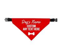 Personalised Dog Bandana | Custom Dog Scarf - Add Your Own Text - Reactive Nervous Dog Warning Neckerchief | Funny Dog Lead Sign | CUSTOM (Red, Small - Approx. 15cm x 9.5cm)