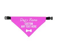 Personalised Dog Bandana | Custom Dog Scarf - Add Your Own Text - Reactive Nervous Dog Warning Neckerchief | Funny Dog Lead Sign | CUSTOM (Pink, Small - Approx. 15cm x 9.5cm)