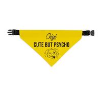 Personalised Dog Bandana | Custom Dog Scarf - Cute But Psycho - Reactive Nervous Dog Warning Neckerchief | Funny Dog Lead Sign | PSYCHO (Yellow, Medium - Approx. 19cm x 11.5cm)