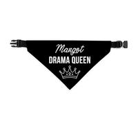 Personalised Dog Bandana | Custom Dog Scarf - Drama Queen - Reactive Nervous Dog Warning Neckerchief | Funny Dog Lead Sign | DQUEEN (Black, Medium - Approx. 19cm x 11.5cm)
