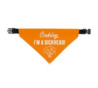 Personalised Dog Bandana | Custom Dog Scarf - I'm A Dickhead - Reactive Nervous Dog Warning Neckerchief | Funny Dog Lead Sign | DHEAD (Orange, Medium - Approx. 19cm x 11.5cm)