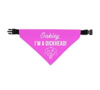 Personalised Dog Bandana | Custom Dog Scarf - I'm A Dickhead - Reactive Nervous Dog Warning Neckerchief | Funny Dog Lead Sign | DHEAD (Pink, Medium - Approx. 19cm x 11.5cm)