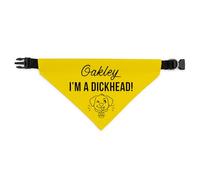 Personalised Dog Bandana | Custom Dog Scarf - I'm A Dickhead - Reactive Nervous Dog Warning Neckerchief | Funny Dog Lead Sign | DHEAD (Yellow, Medium - Approx. 19cm x 11.5cm)
