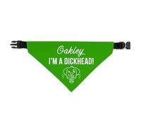 Personalised Dog Bandana | Custom Dog Scarf - I'm A Dickhead - Reactive Nervous Dog Warning Neckerchief | Funny Dog Lead Sign | DHEAD (Green, Medium - Approx. 19cm x 11.5cm)