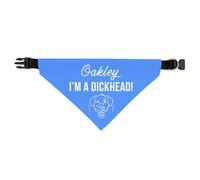 Personalised Dog Bandana | Custom Dog Scarf - I'm A Dickhead - Reactive Nervous Dog Warning Neckerchief | Funny Dog Lead Sign | DHEAD (Light Blue, Medium - Approx. 19cm x 11.5cm)