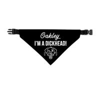 Personalised Dog Bandana | Custom Dog Scarf - I'm A Dickhead - Reactive Nervous Dog Warning Neckerchief | Funny Dog Lead Sign | DHEAD (Black, Medium - Approx. 19cm x 11.5cm)