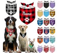 Personalised Dog Bandana with Name Custom Pet Bibs Kerchief Customisable Scarf for Dogs Over the Collar Bandana,Style 1