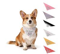 Personalised Dog Bandana with Name & Number - Football Style Pet Scarf for Small, Medium & Large Dogs, Soft Polyester, Machine Washable, Ideal for Birthday, Wedding or Team Spirit (White)