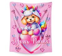 Personalised Dog Blanket for Girls - Custom Name Flannel Throw, Soft & Lightweight, for Dog Lovers, Perfect for Couch, Bed, or Travel (Pink)