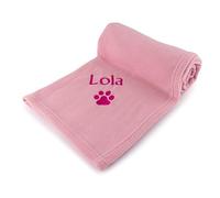 Personalised Dog Blanket with Name and Paw Print Custom Fleece Pet Blanket 75x100cm Soft Puppy Blanket for Dogs Washable Dog Bed Blanket for Dog Lovers