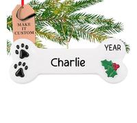 Personalised Dog Bone Ornament 2025 - Fast & Free 24h Customisation - Pet Christmas Ornaments for Tree - Custom Gift Wrapped White Keepsake for Dog-Lovers