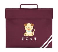 Personalised Dog Book Bag Custom Name Girls Boys Kids Infant Back to School Nursery Primary New Term, One Size, Maroon