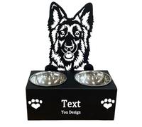Personalised Dog Bowl - Non-Slip Elevated Pet Dish with Engraved Design | Small, Medium, Large Sizes | Durable Food & Water Bowl for All Breeds (German Shepherd)