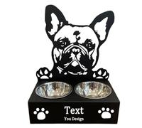 Personalised Dog Bowl - Non-Slip Elevated Pet Dish with Engraved Design | Small, Medium, Large Sizes | Durable Food & Water Bowl for All Breeds (French Bulldog)
