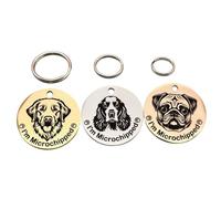 Personalised Dog Breed ID Tag Stainless Steel - Custom Pet Identity Tag with Breed Design - Engraved Name & Contact Details - Silver, Gold or Rose Gold - 25mm or 30mm