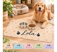 Personalised Dog/Cat Food Mat, Dog Bowl Mat Non Slip with Custom Name | Pet Feeding Food Wateproof Mat, No Stains Dog Feeding Mat for Food Water Bowl, Quick Dry Diatomite, Non-Slip Base, 40x60cm