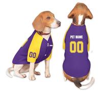 Personalised Dog Cat Football Jerseys Shirt with Name Number Logo, Custom Sports Fan Pet Jerseys Dog Clothes for Small, Medium, Large Dogs