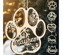 Personalised Dog Christmas Ornament Custom Wooden Ornaments for Christmas Trees with Your Dog's Name Customised Pet Ornaments Puppy Dog First Xmas Keepsake Gifts for a Dog Lover