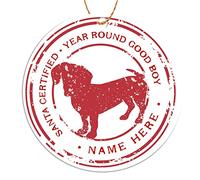Personalised Dog Christmas Tree Decorations - Dachshund Sausage Dog Gifts for Dog Lovers Owner - Christmas Pet Decorations Xmas Bauble Ornaments Plaque Gift - 9cm Round Acrylic - Good Boy