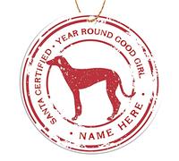 Personalised Dog Christmas Tree Decorations - Greyhound Whippet Dog Gifts for Dog Lovers Owner - Christmas Pet Decorations Xmas Bauble Ornaments Plaque Gift - 9cm Round Acrylic - Good Girl