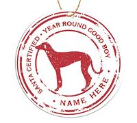 Personalised Dog Christmas Tree Decorations - Greyhound Whippet Dog Gifts for Dog Lovers Owner - Christmas Pet Decorations Xmas Bauble Ornaments Plaque Gift - 9cm Round Acrylic - Good Boy