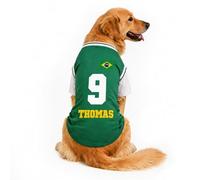 Personalised Dog Clothes With Logo, Number & Name, Custom Quick Dry & Lightweight Dog T-Shirt, Personalised Dog Football Jersey For Small Medium Large Puppy (Green)