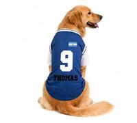 Personalised Dog Clothes With Logo, Number & Name, Custom Quick Dry & Lightweight Dog T-Shirt, Personalised Dog Football Jersey For Small Medium Large Puppy (Blue)