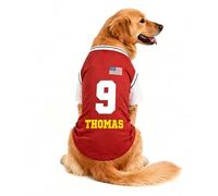 Personalised Dog Clothes With Logo, Number & Name, Custom Quick Dry & Lightweight Dog T-Shirt, Personalised Dog Football Jersey For Small Medium Large Puppy (Red)