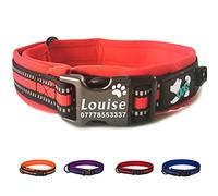Personalised Dog Collar Adjustable Reflective Dog Collars Engraved Dog ID Tag Collar Custom Nylon Puppy Collars with Name & Phone Number for Small Medium Large Dogs (M, Red)